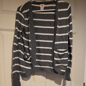 Mossimo Supply Co. Charcoal and White Striped Cardigan